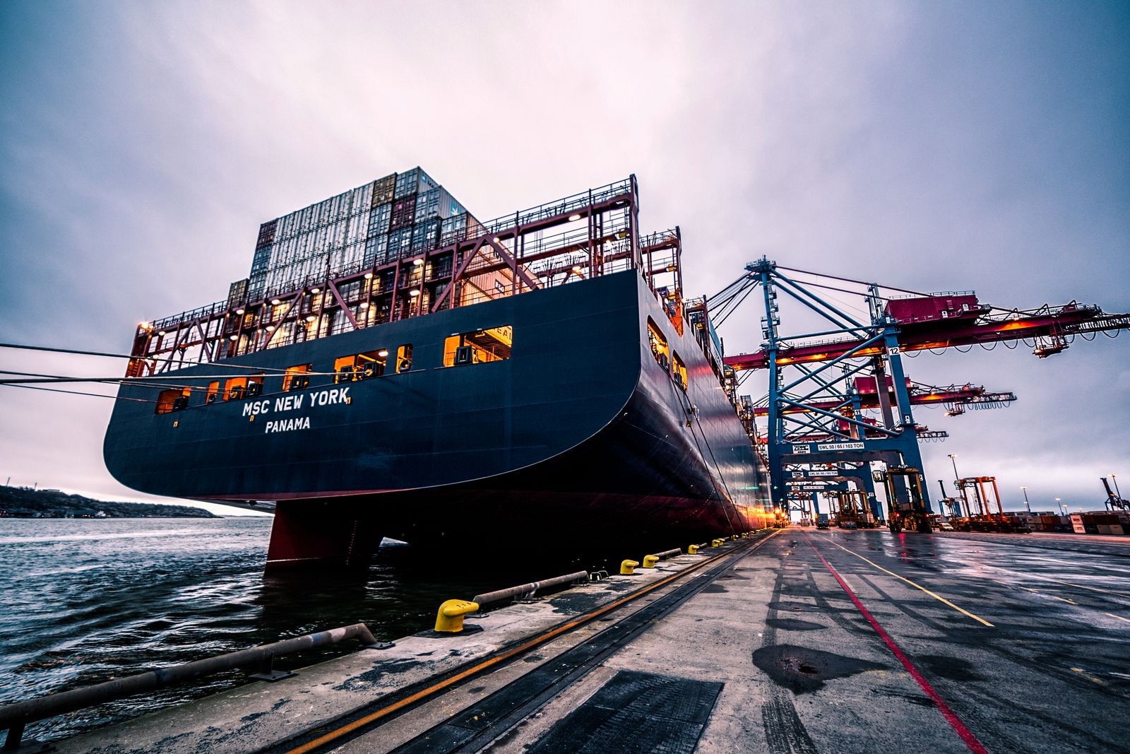 Container ship at terminal