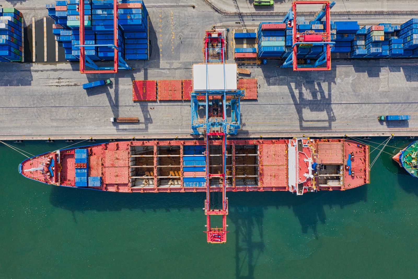 Aerial view of bulk carrier